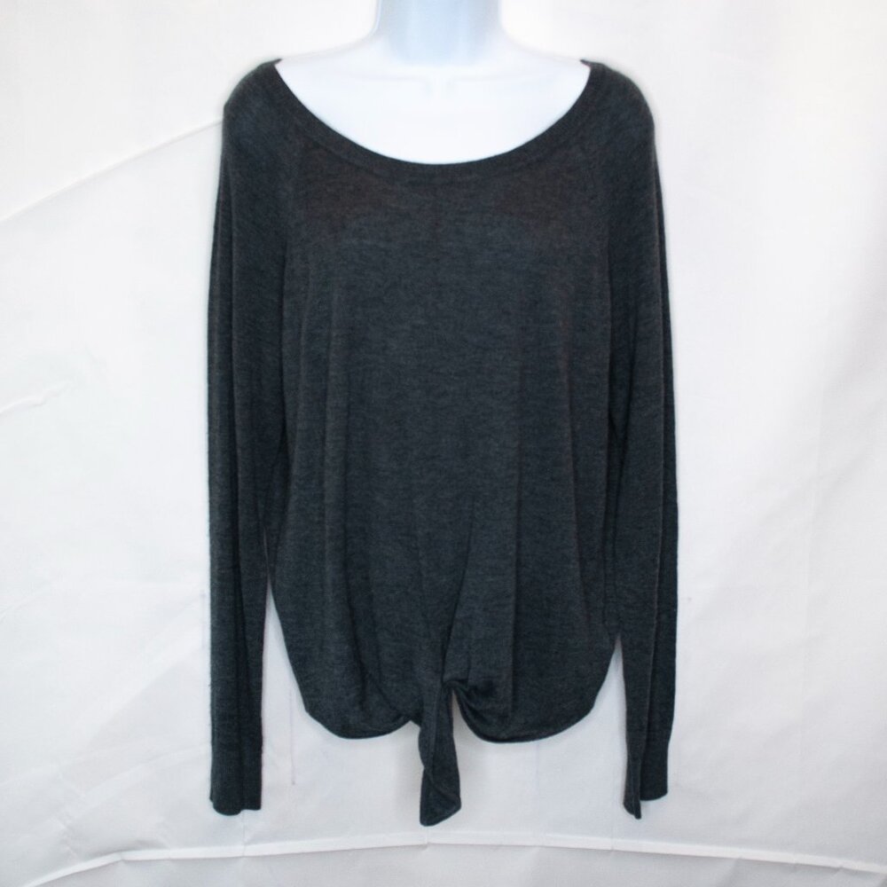 NEW Splendid Tie Front Sweater Womens Small S Gray Tie Front Cashmere 0111